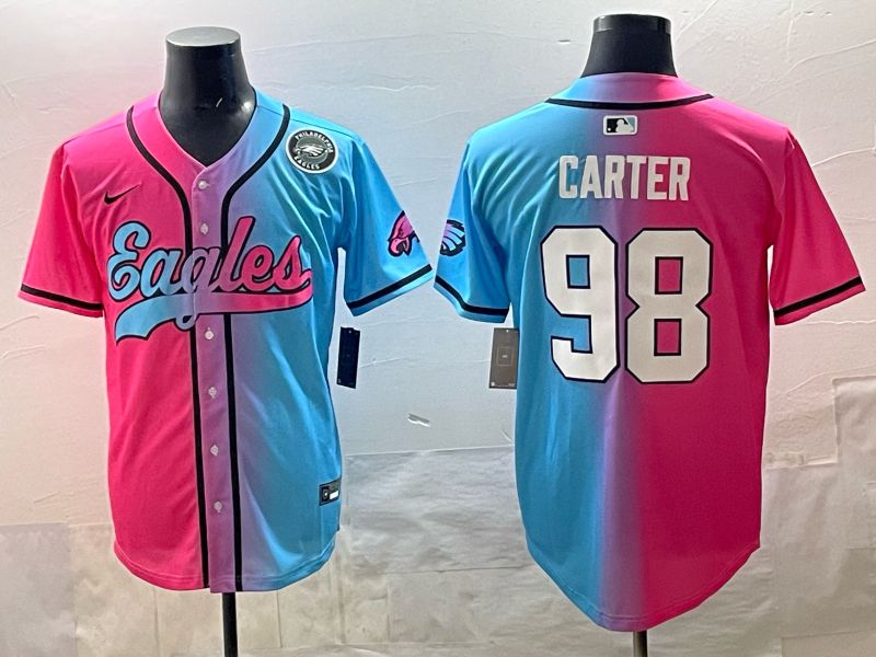 Men 2025 Philadelphia Eagles #98 Carter Blue pink Nike Limited NFL Jersey style 09->philadelphia eagles->NFL Jersey